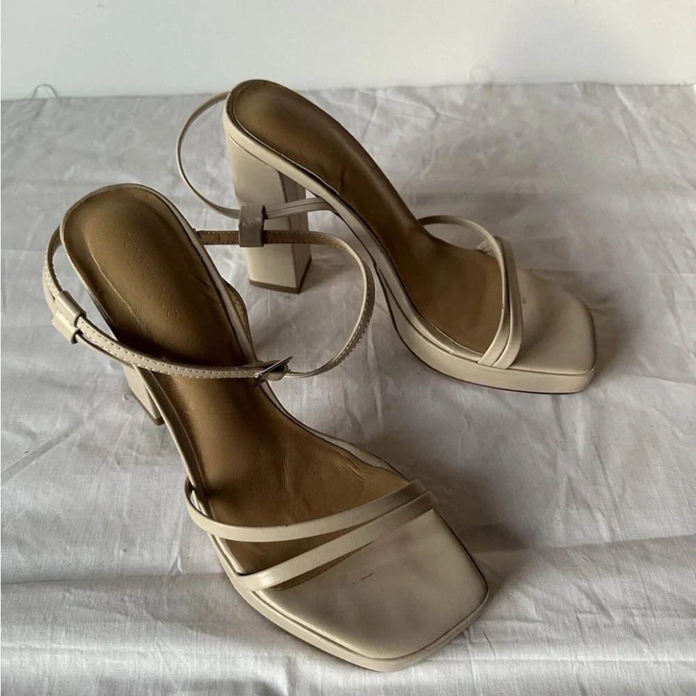 Tony Bianco Detroit Heels Platform Vanilla Capretto Cream 7 $210 - Picture 2 of 7